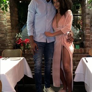 Pastel Pink Velvet Dress